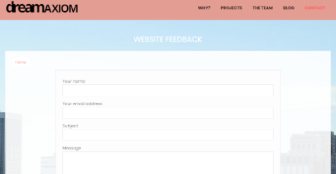 Screenshot of the website contact form
